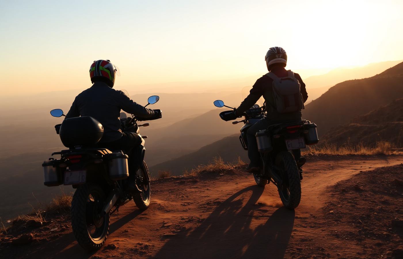 Riders on ridge trail